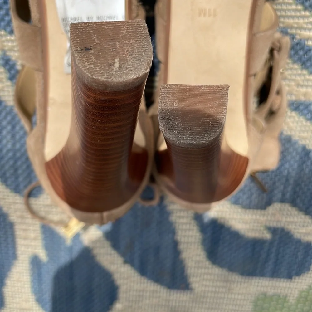MICHAEL KORS Sofia Lace Up Platform Gladiator Sandal Tan Desert Brown 11